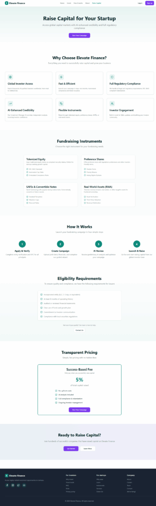 fireshot capture 009 elevate finance ai powered startup investment platform ai elevatefi.lovable.app
